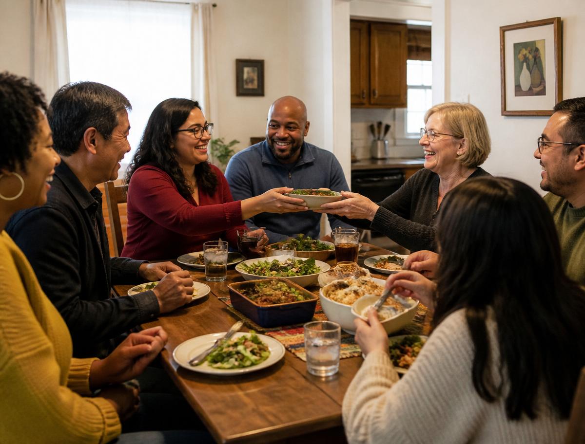 Residents sharing a meal