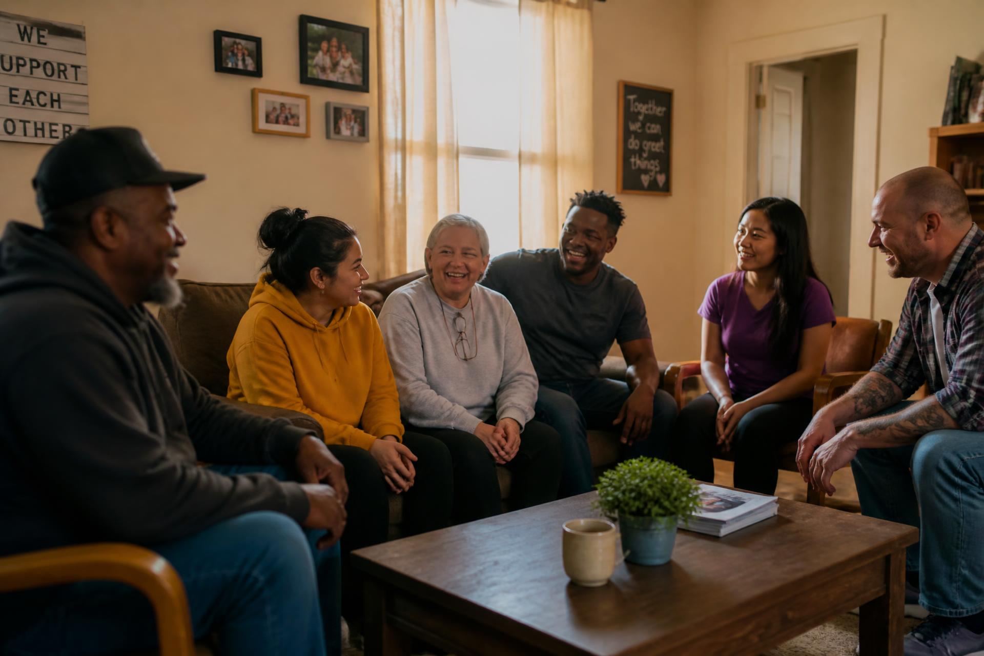 Residents in a warm living room